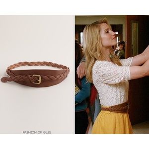 J.Crew Brown Leather Braided Wrap Belt